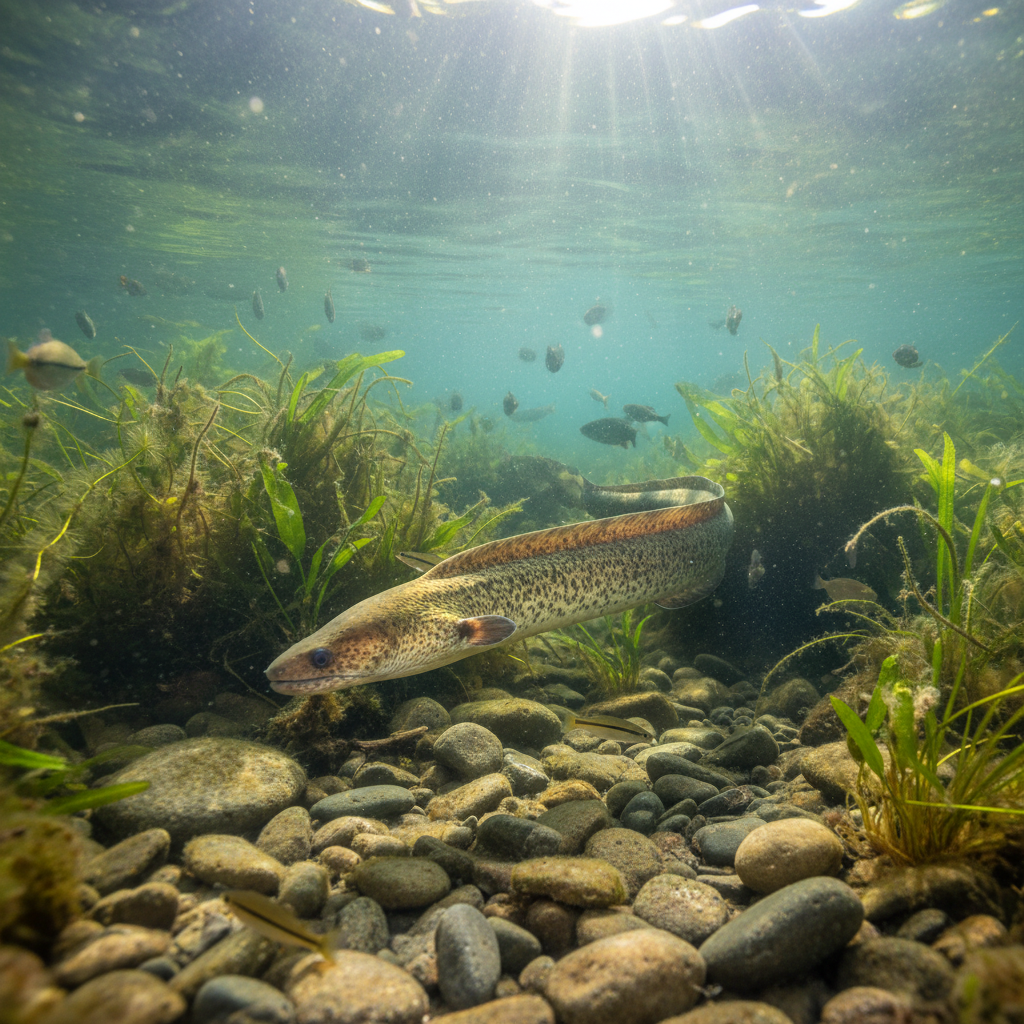 American eel in freshwater