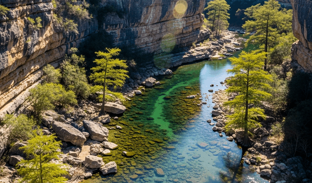 clear spring fed river in texas canyon country with limeston 20260331 094025