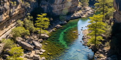 clear spring fed river in texas canyon country with limeston 20260331 094025